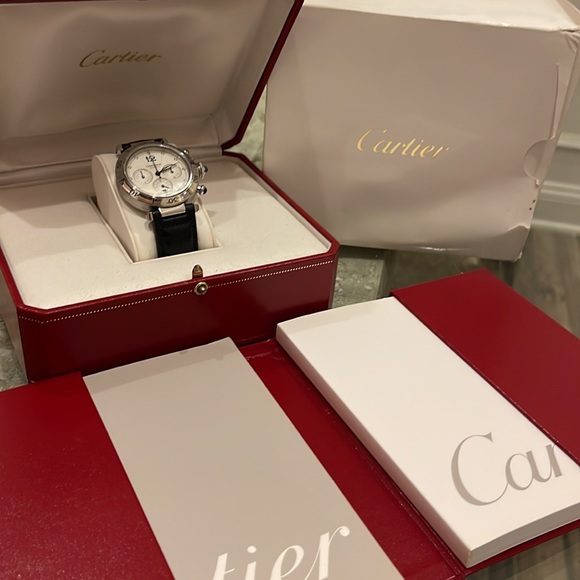 Cartier Pasha Automatic Chronograph 38 MM watch, leather band - Picture 3 of 13